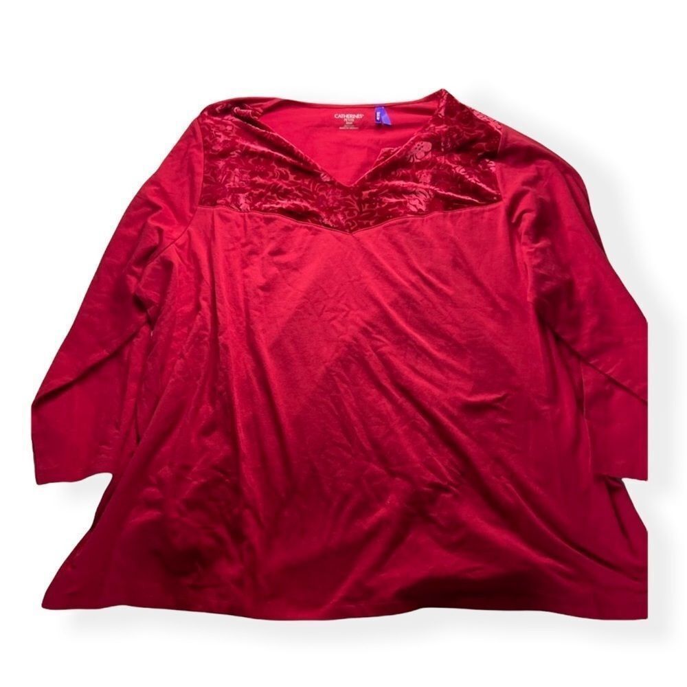 Catherines Red Short Sleeved Plus Size Blouse 2XWP